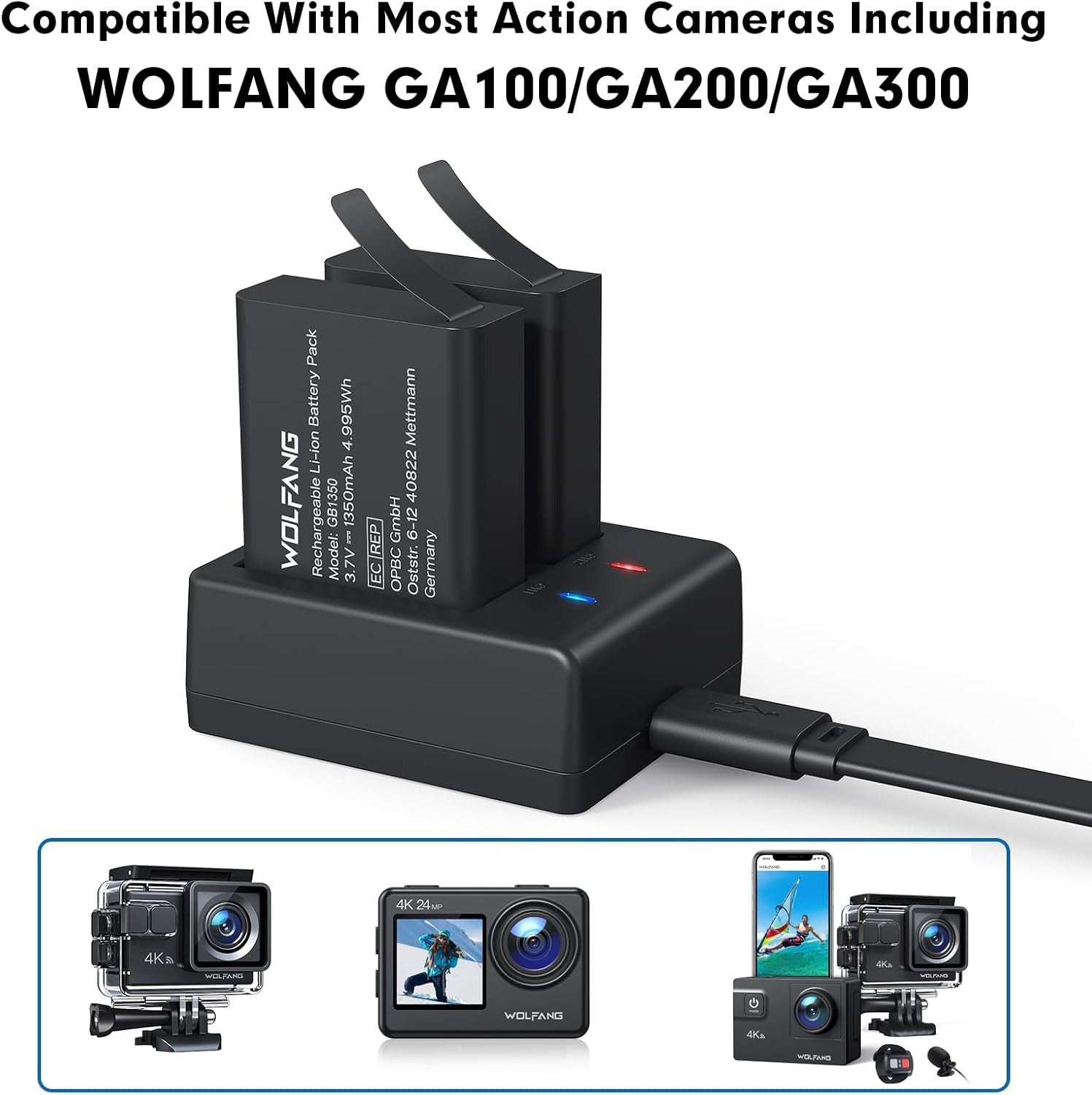 Action Camera Charging Kit GA100 / GA120 / GA200 / GA300