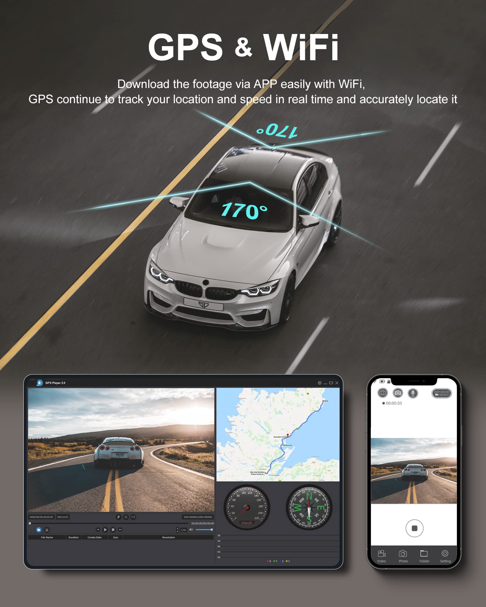 iZeeker GD850 Dual Dash Cam with GPS for Car