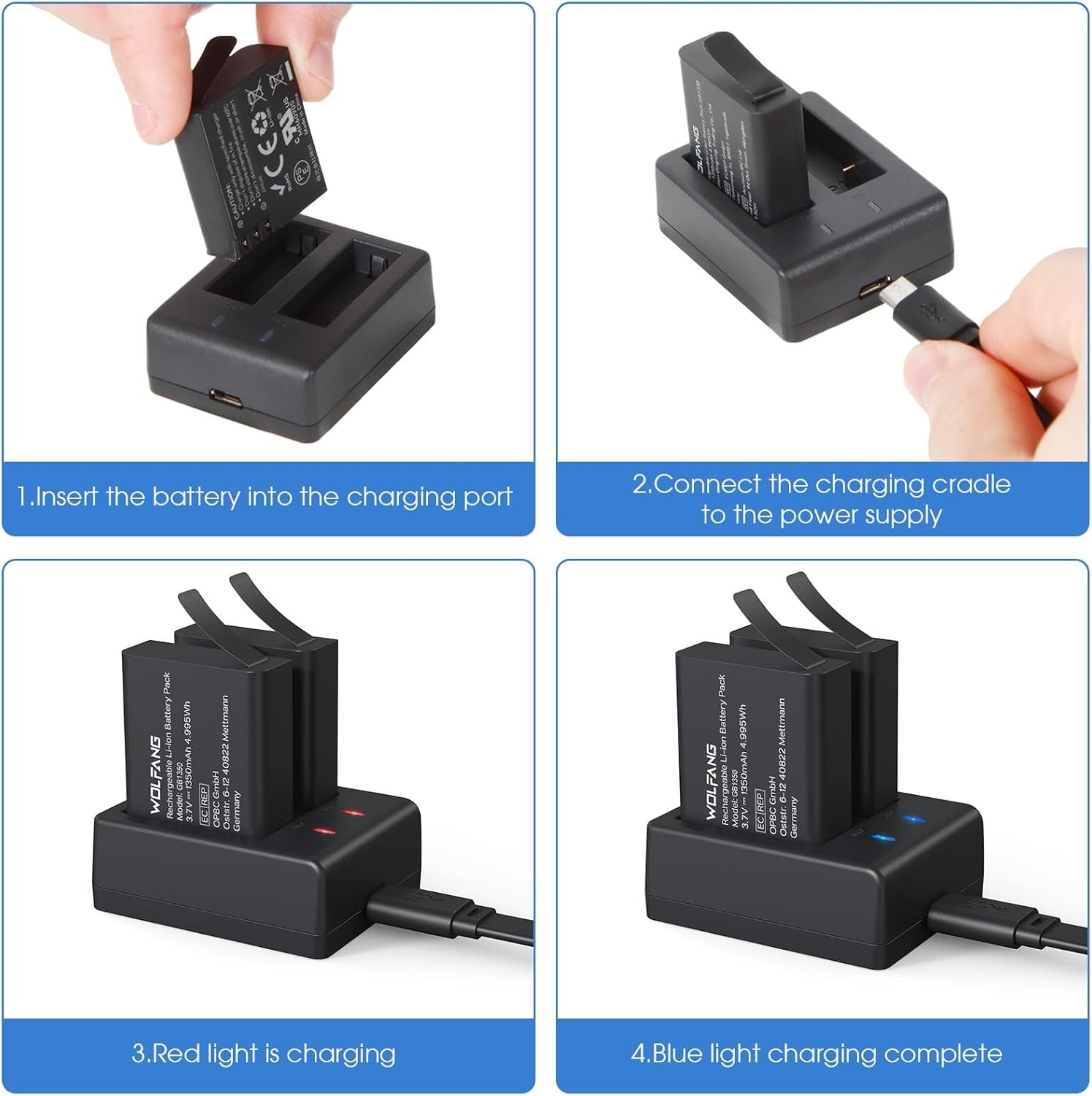 Action Camera Charging Kit GA100 / GA120 / GA200 / GA300