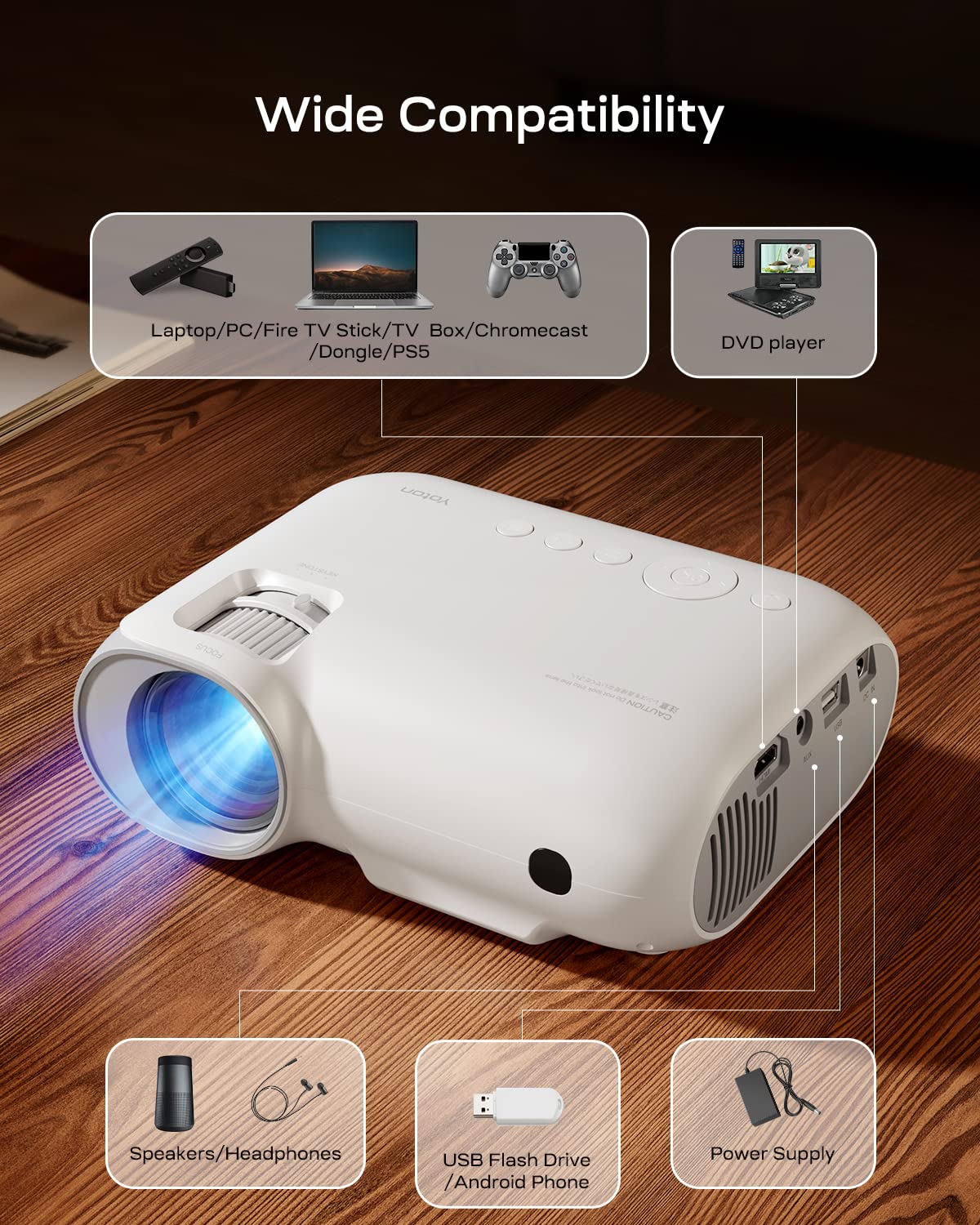 Yoton Y9 【APP Built-in】Video Projector, Full HD 1080P Native 450ANSI Lumen Smart Projector